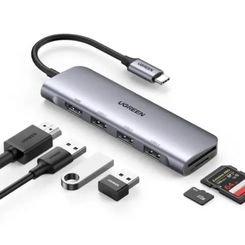 UGREEN USB-C Multifunction Adapter (Model: CM511|P/N: 20956A)-Silver, 1 Year Warranty