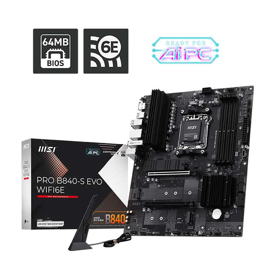 MSI PRO B840-S EVO (Wi-Fi 6E) DDR5 AMD AM5 SOCKET MOTHERBOARD #PRO B840-S EVO WIFI6E