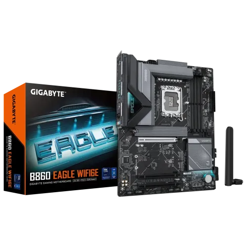 GIGABYTE INTEL® # B860 EAGLE WIFI6E, LGA1851, 3*M.2 slots, including 1* PCIe 5.0 x4, 4 x DDR5 DIMM, 4 x SATA 6Gb/s
