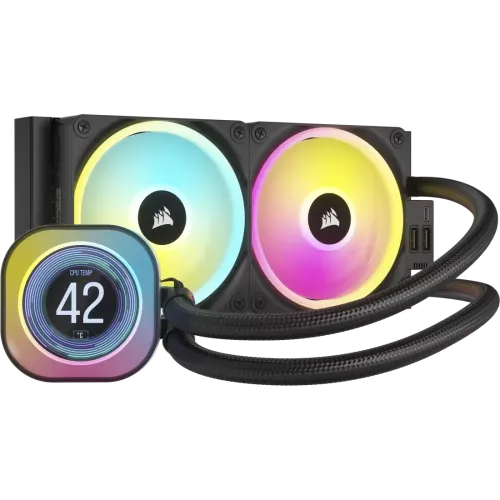 Corsair iCUE H100i ELITE LCD XT Display Liquid CPU Cooler — Black, CW-9060074-WW