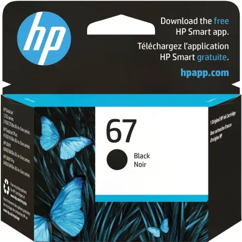 HP 67 BLACK CARTRIDGE FOR 2722 AIO PRINTER # 3YM56AA
