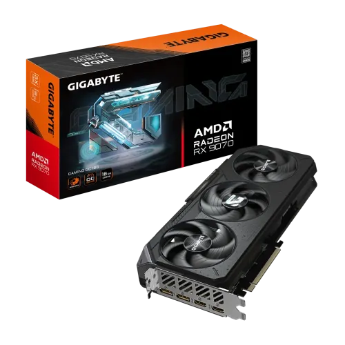 GIGABYTE AMD # GV-R9070GAMING OC-16GD, GDDR6, Memory Clock-20 Gbps, Memory Bus-256 bit, Power supply requirement: 750W